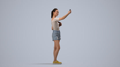 photogrammetry 3D woman casual standing, realistic human model archviz FBX, side view render