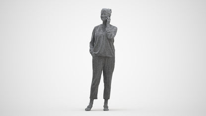 3D people model woman casual standing, scanned human for 3ds Max rendering, three-quarter front view render