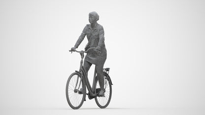 realistic 3D people woman casual cycling, render-ready for V-Ray and Corona, FBX OBJ, wireframe back view