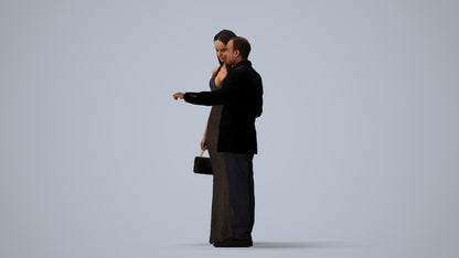 3D people model man formal couple, scanned human for 3ds Max rendering, three-quarter view render