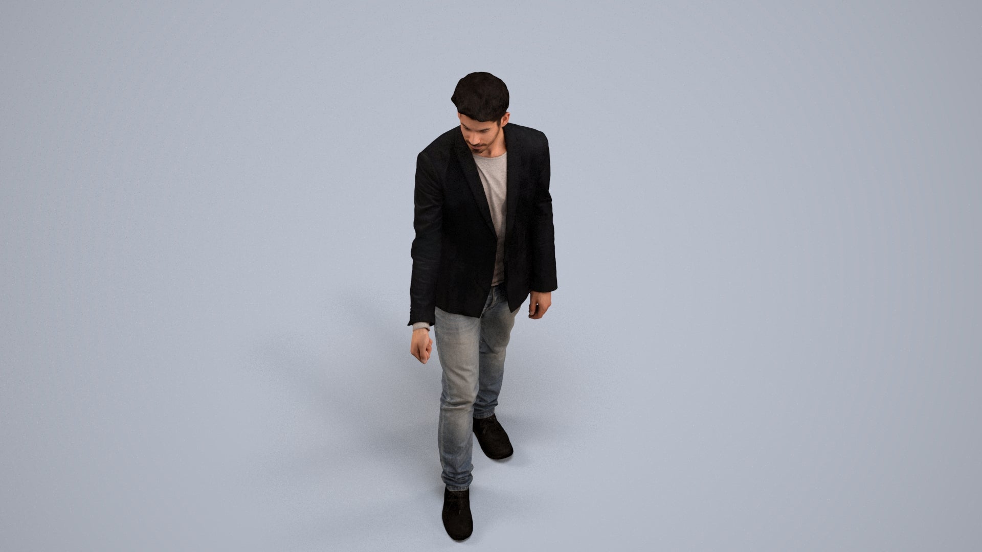 3D people model man casual door, scanned human for 3ds Max rendering, back view render