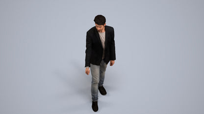 3D people model man casual door, scanned human for 3ds Max rendering, back view render