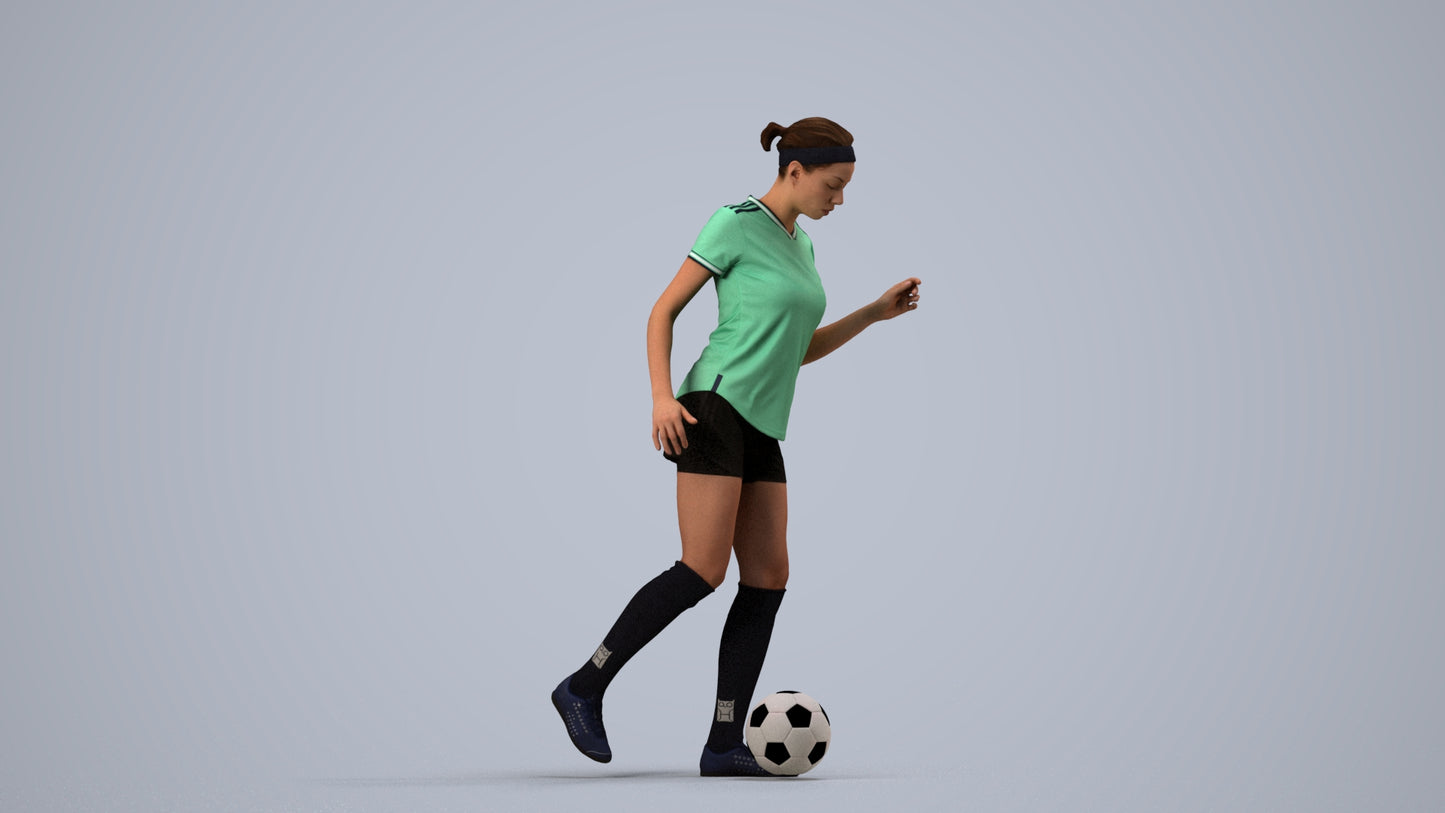 realistic 3D woman sport, scanned archviz people for Blender and 3ds Max, side view render