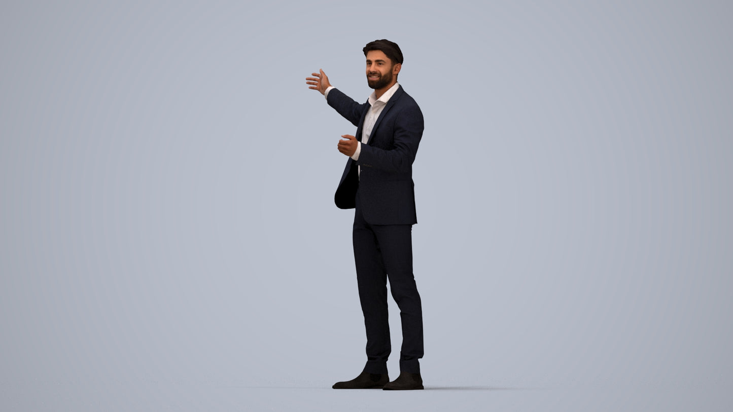 realistic 3D man business, scanned archviz people for Blender and 3ds Max, top-down view render