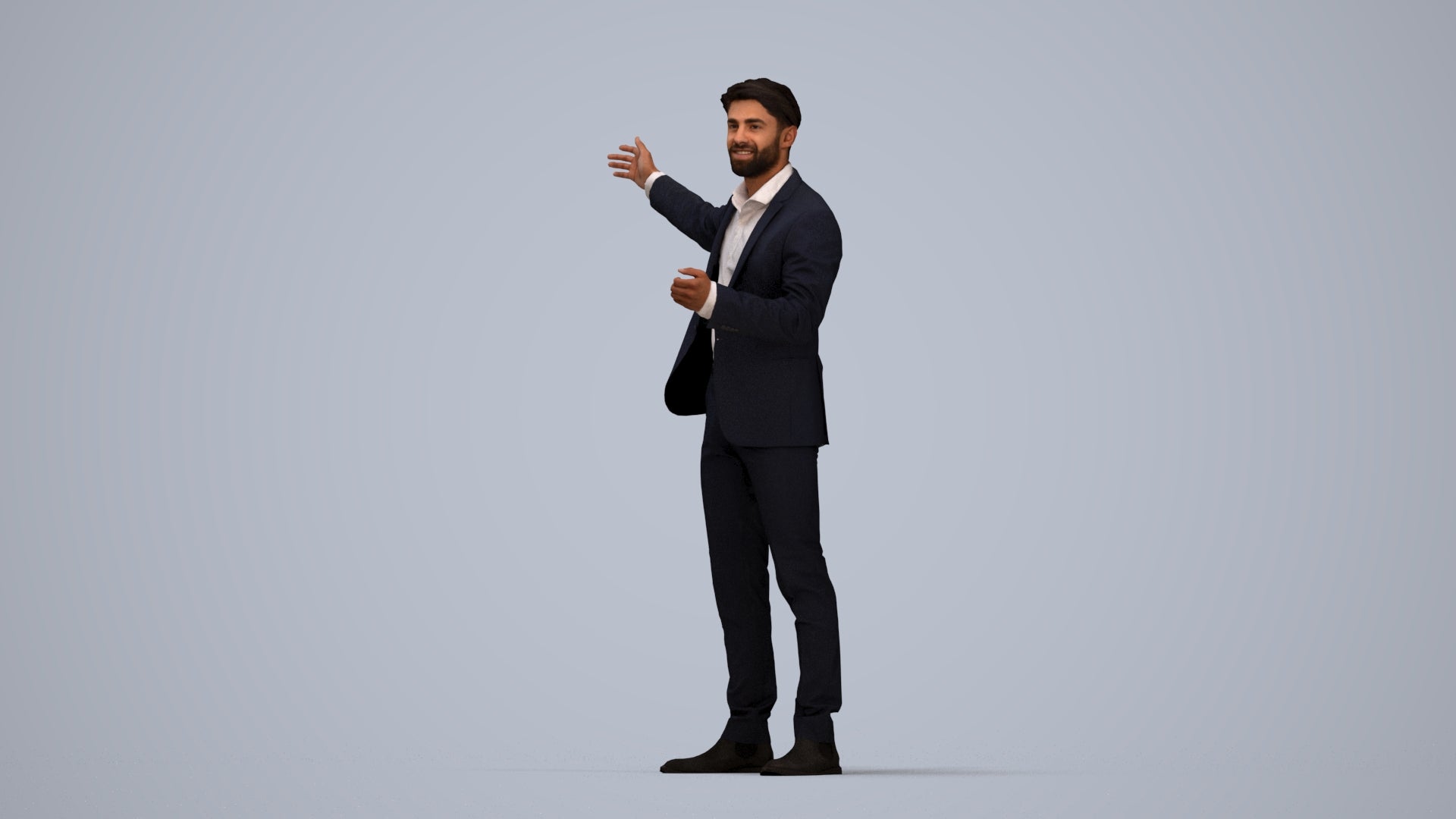 realistic 3D man business, scanned archviz people for Blender and 3ds Max, top-down view render