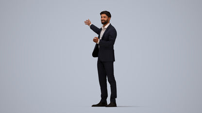 realistic 3D man business, scanned archviz people for Blender and 3ds Max, top-down view render
