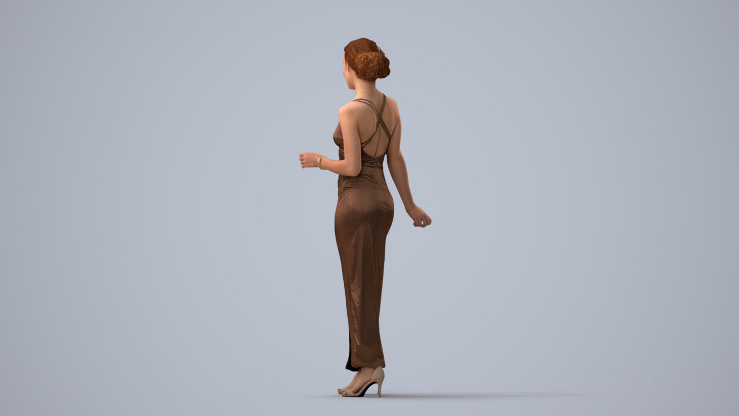 realistic 3D human woman formal formalaffairs, archviz people FBX OBJ for Blender, three-quarter view render