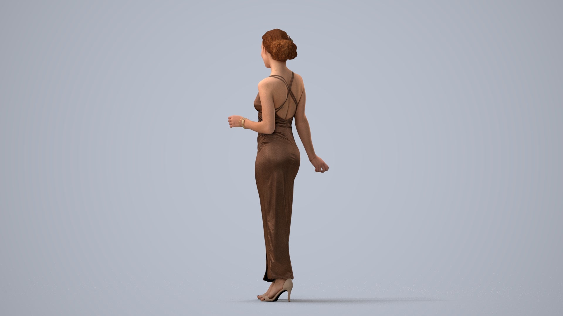 realistic 3D human woman formal formalaffairs, archviz people FBX OBJ for Blender, three-quarter view render