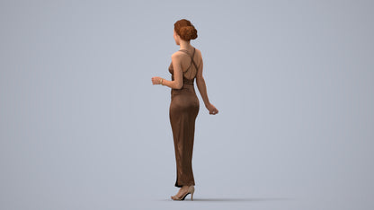 realistic 3D human woman formal formalaffairs, archviz people FBX OBJ for Blender, three-quarter view render