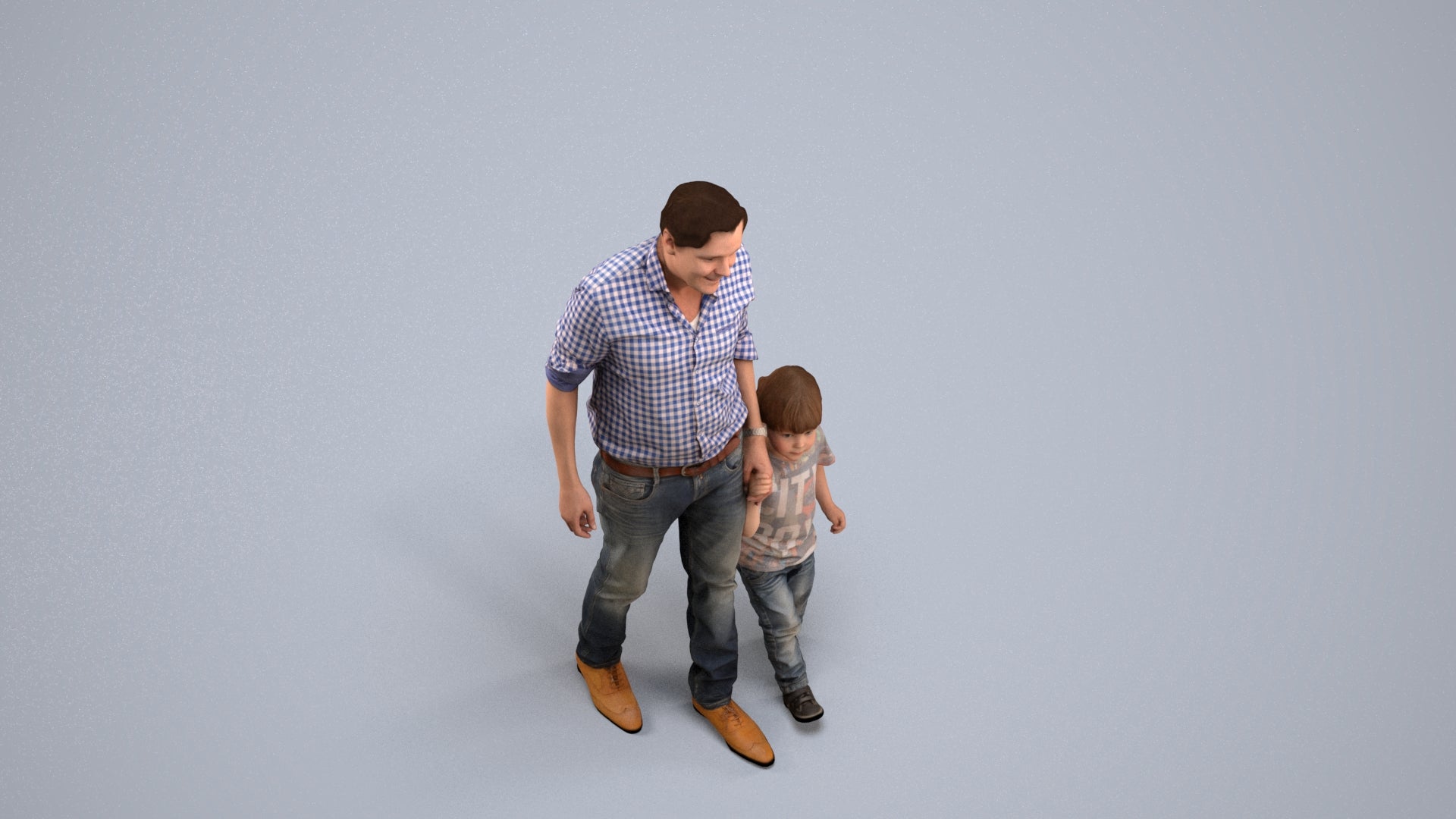 3D scanned boy kids casual, photorealistic archviz people for Enscape and SketchUp, back view render