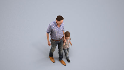 3D scanned boy kids casual, photorealistic archviz people for Enscape and SketchUp, back view render