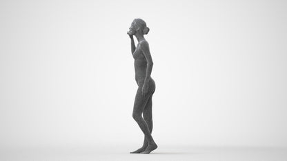 realistic 3D human woman bathroom, archviz people FBX OBJ for Blender, square thumbnail