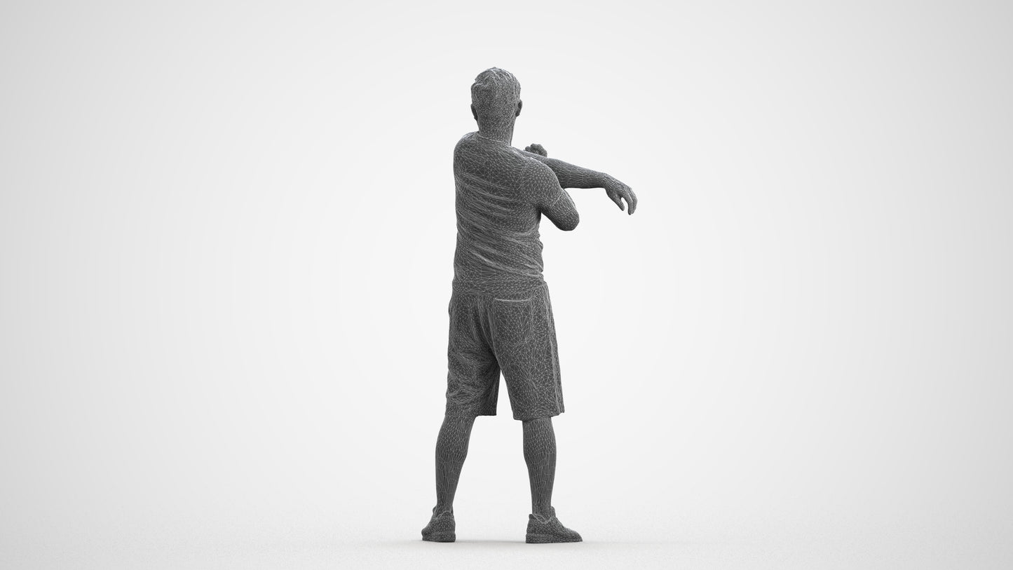 realistic 3D human man sport, archviz people FBX OBJ for Blender, wireframe front view