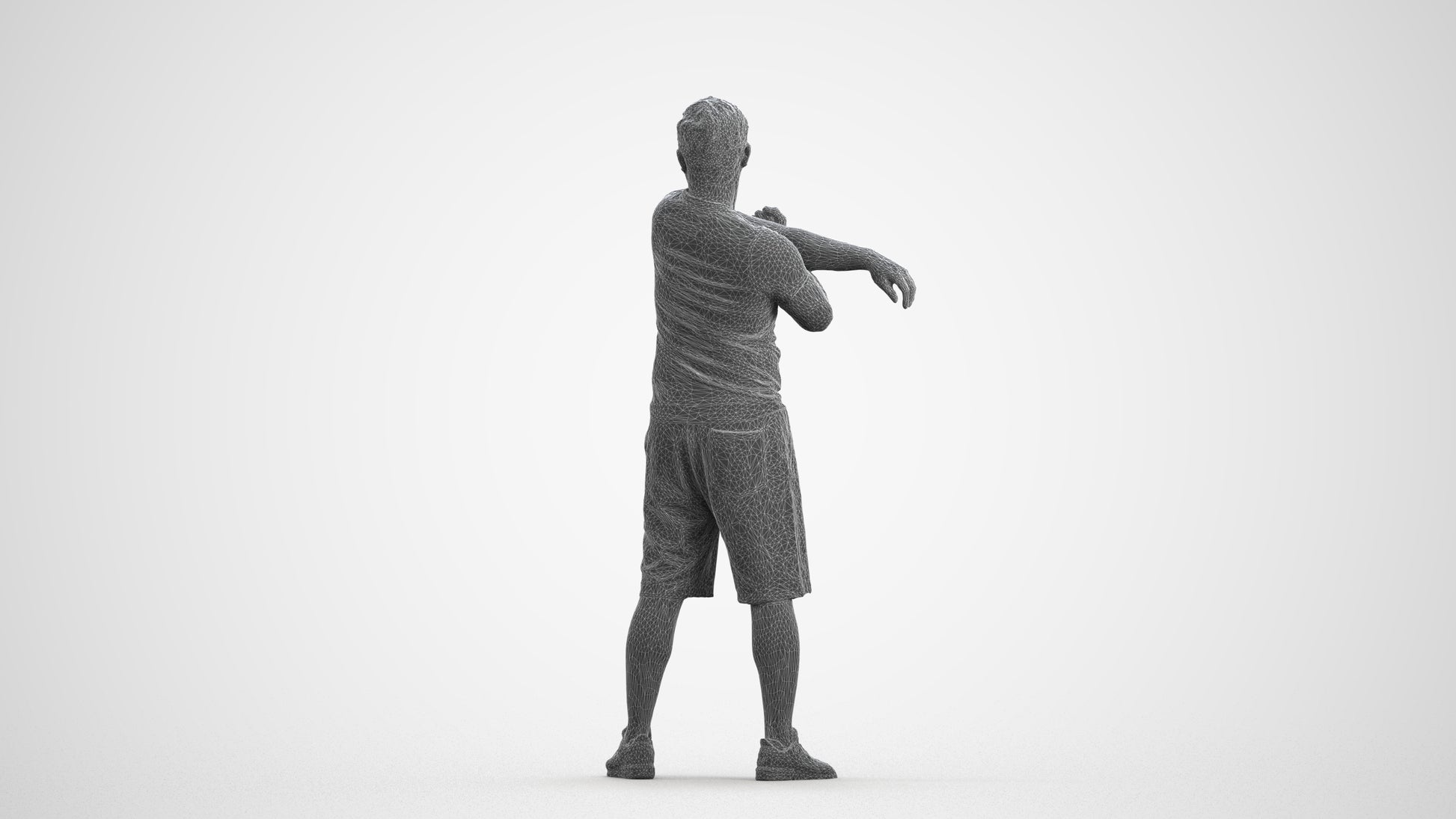 realistic 3D human man sport, archviz people FBX OBJ for Blender, wireframe front view