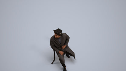 realistic 3D man formal sitting, scanned archviz people for Blender and 3ds Max, back view render