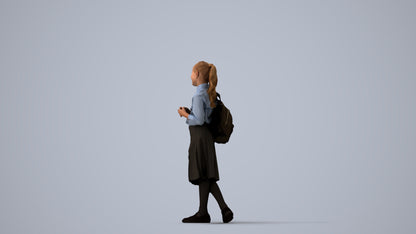 3D human model girl kids, photogrammetry scanned person for archviz, three-quarter view render