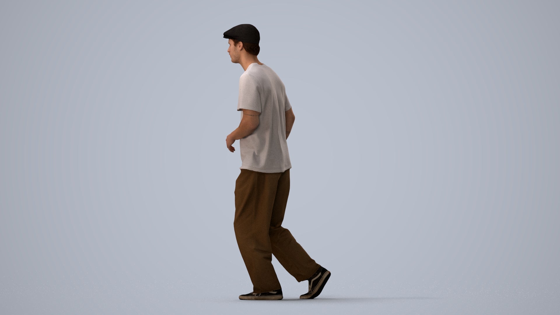 realistic 3D people man casual walking, render-ready for V-Ray and Corona, FBX OBJ, three-quarter view render