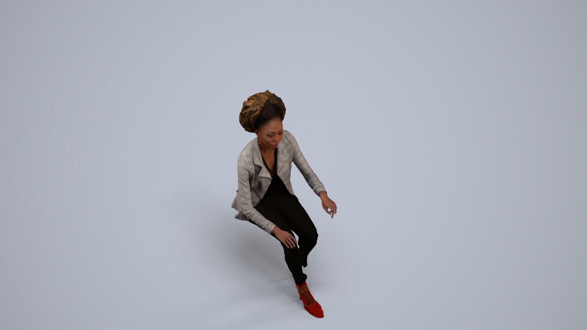 realistic 3D people woman business sitting, render-ready for V-Ray and Corona, FBX OBJ, back view render
