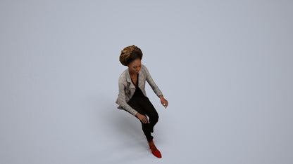 realistic 3D people woman business sitting, render-ready for V-Ray and Corona, FBX OBJ, back view render