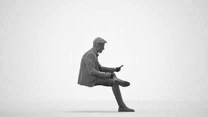 3D people model man business, scanned human for 3ds Max rendering, wireframe side view