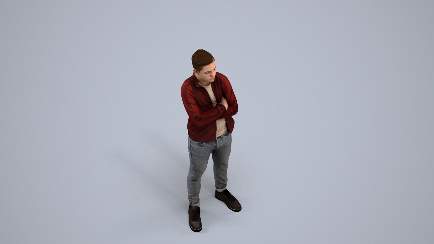 realistic 3D people boy casual kids, render-ready for V-Ray and Corona, FBX OBJ, back view render