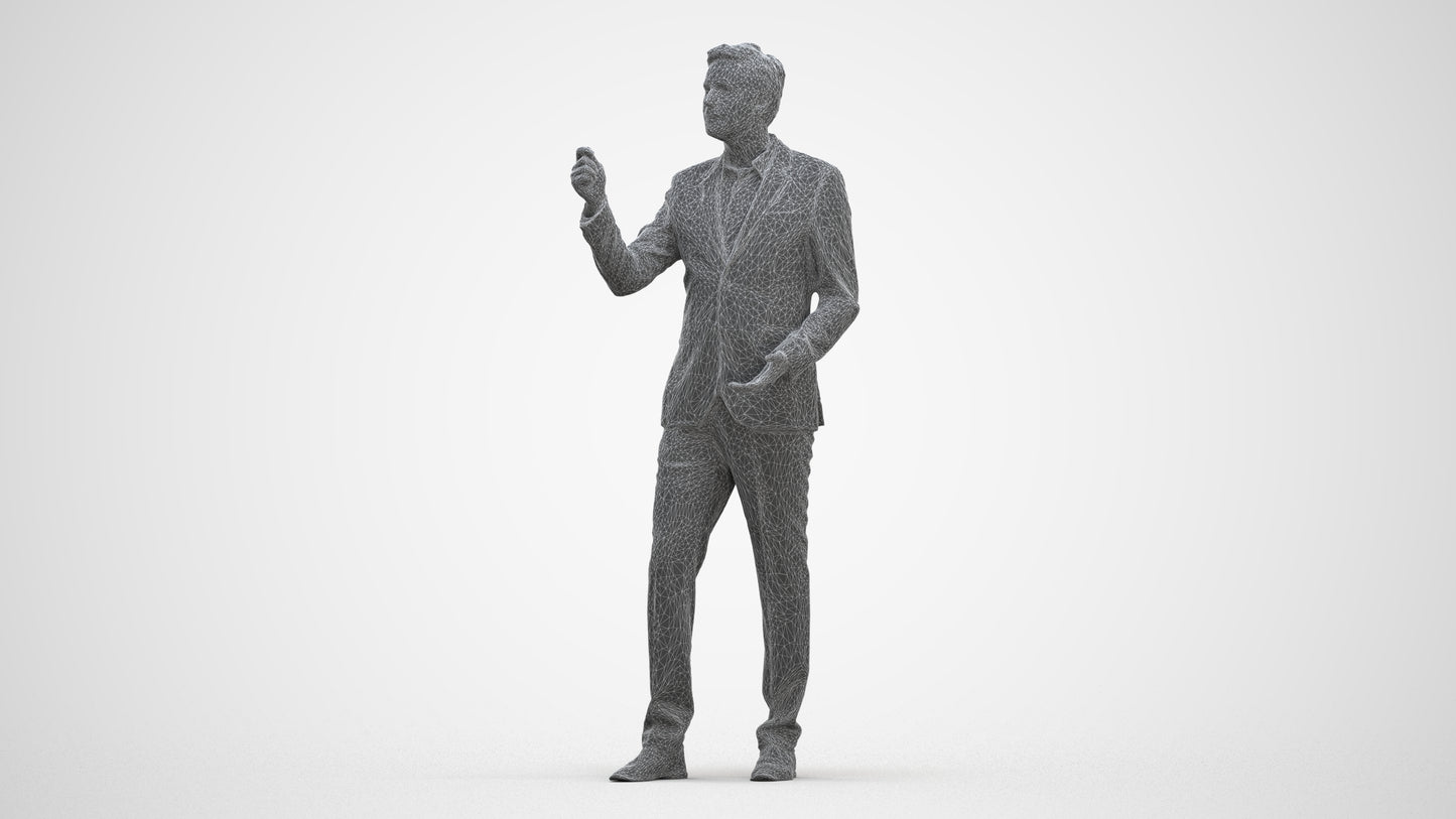 realistic 3D human man business, archviz people FBX OBJ for Blender, three-quarter front view render