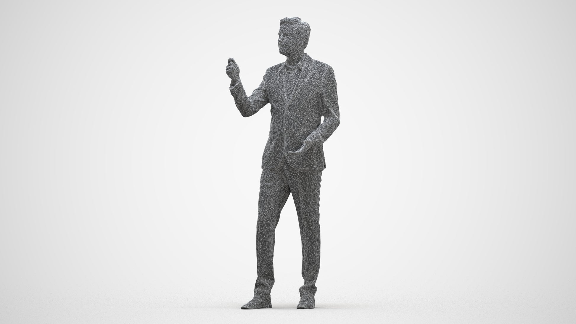 realistic 3D human man business, archviz people FBX OBJ for Blender, three-quarter front view render