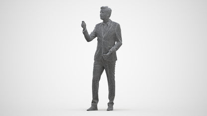 realistic 3D human man business, archviz people FBX OBJ for Blender, three-quarter front view render