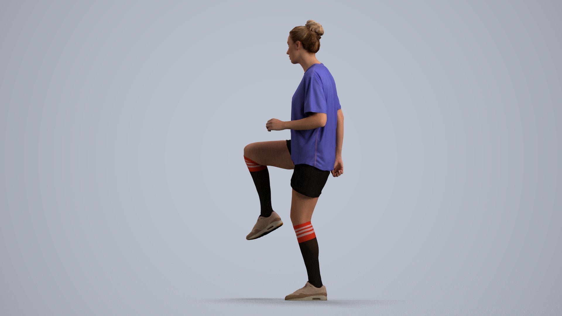 realistic 3D woman sport, scanned archviz people for Blender and 3ds Max, front view render