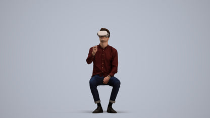scanned 3D man casual sitting, photogrammetry people for Enscape and V-Ray, standing pose render