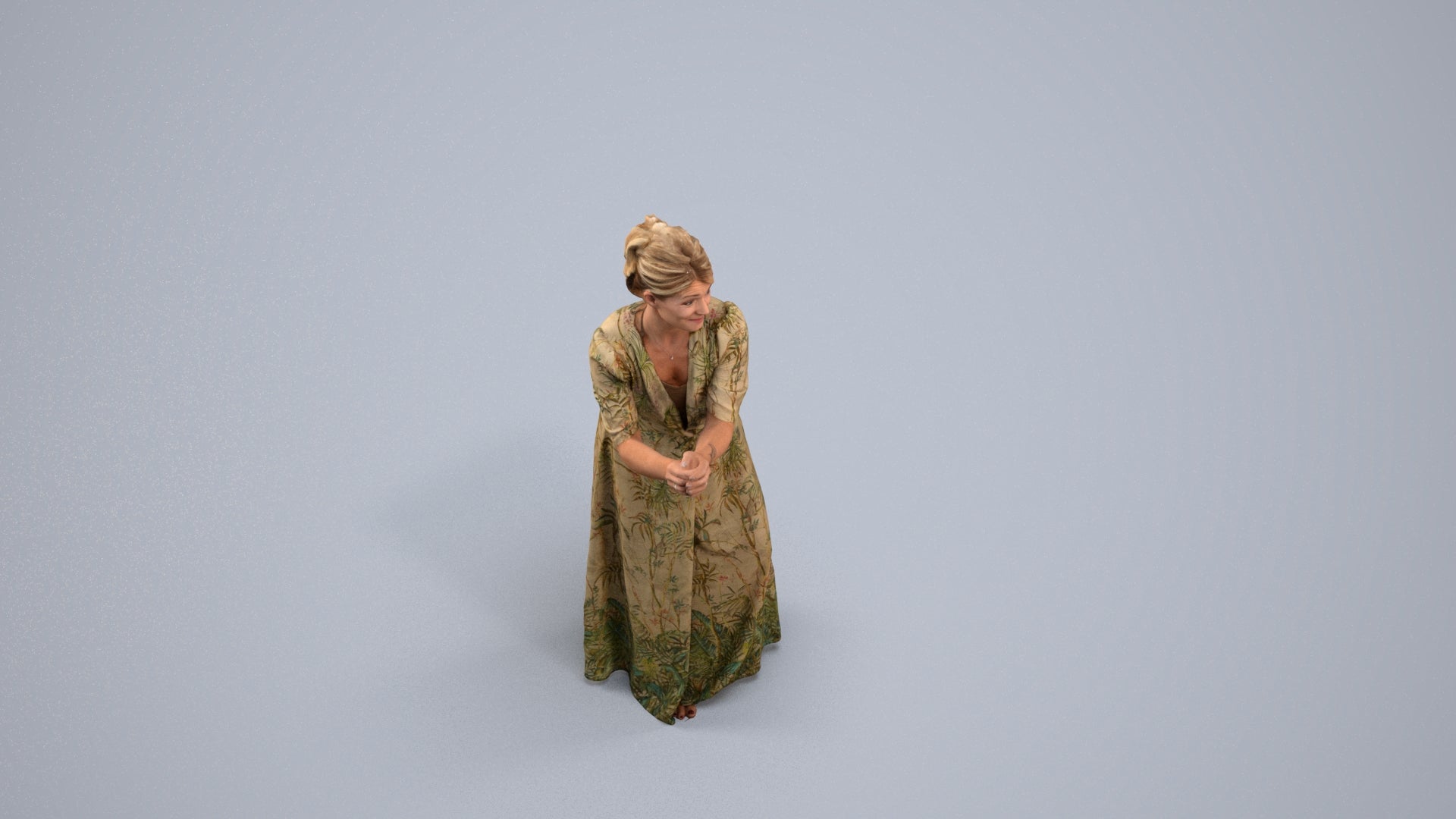 3D people model woman casual standing, scanned human for 3ds Max rendering, back view render