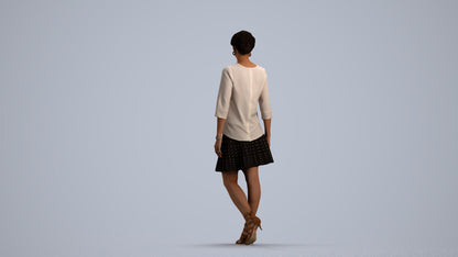 realistic 3D woman business standing, scanned archviz people for Blender and 3ds Max, front view render