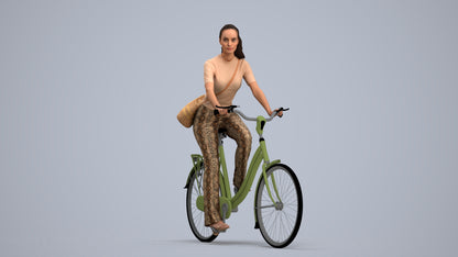 scanned 3D woman casual cycling, photogrammetry people for Enscape and V-Ray, standing pose render