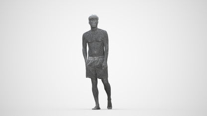 scanned 3D man pool, photogrammetry people for Enscape and V-Ray, wireframe back view