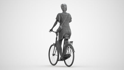realistic 3D people woman formal cycling, render-ready for V-Ray and Corona, FBX OBJ, wireframe front view
