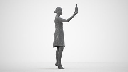 photogrammetry 3D woman casual hospitality, realistic human model archviz FBX, wireframe side view