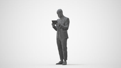 realistic 3D man business standing, scanned archviz people for Blender and 3ds Max, square thumbnail