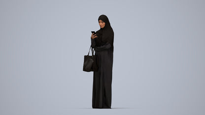 3D human model woman standing, photogrammetry scanned person for archviz, top-down view render