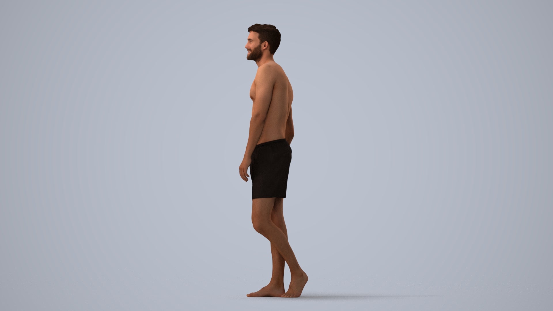 scanned 3D man pool, photogrammetry people for Enscape and V-Ray, three-quarter view render