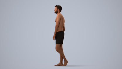 scanned 3D man pool, photogrammetry people for Enscape and V-Ray, three-quarter view render