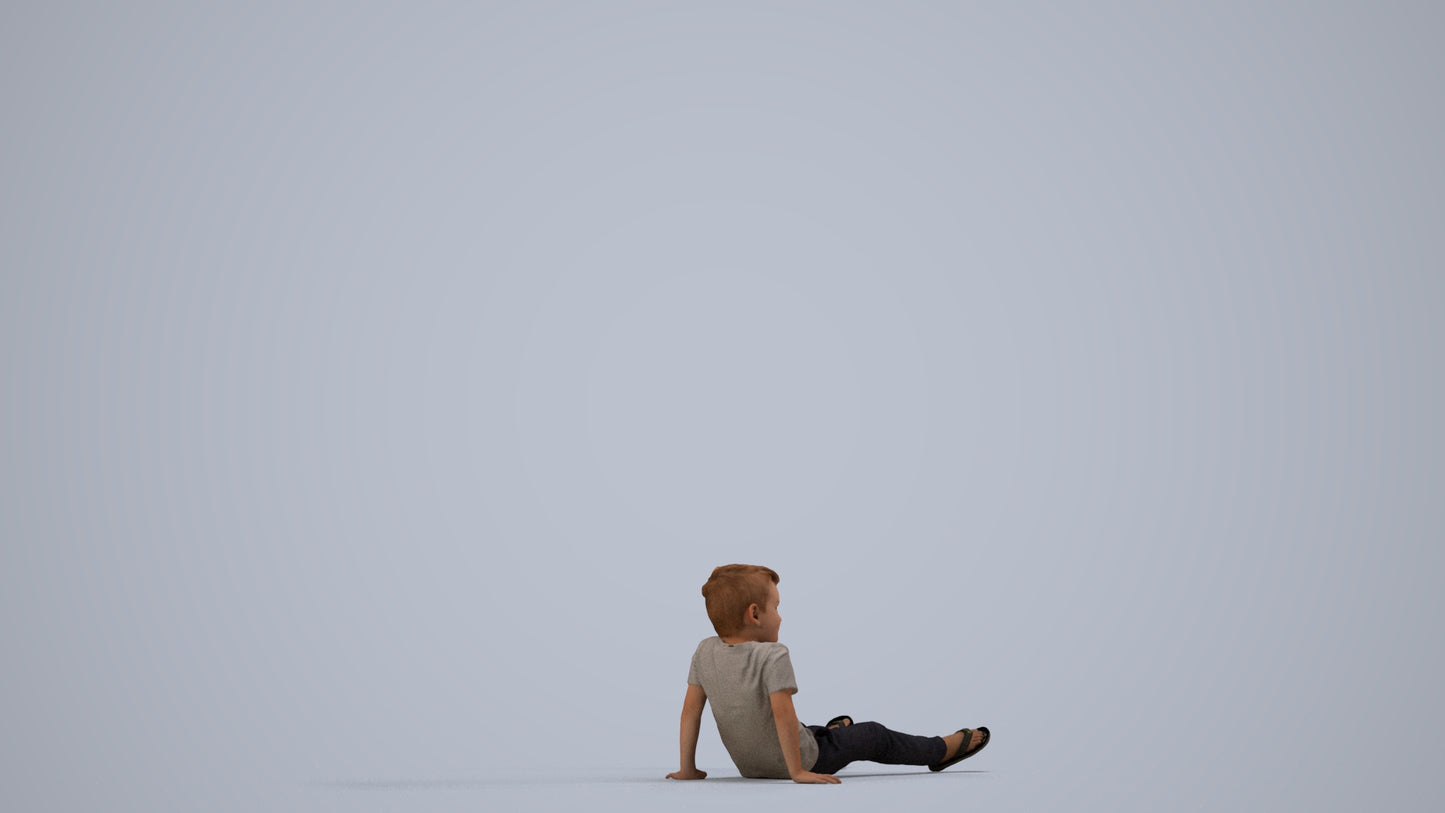 realistic 3D people boy casual kids, render-ready for V-Ray and Corona, FBX OBJ, side view render