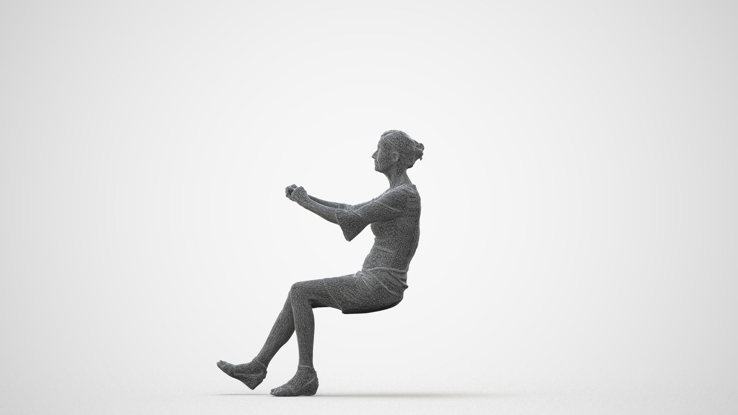 3D people model senior woman business sitting, scanned human for 3ds Max rendering, square thumbnail