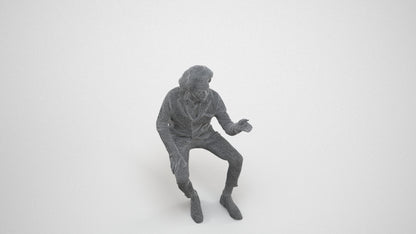 realistic 3D people man business sitting, render-ready for V-Ray and Corona, FBX OBJ, wireframe three-quarter view