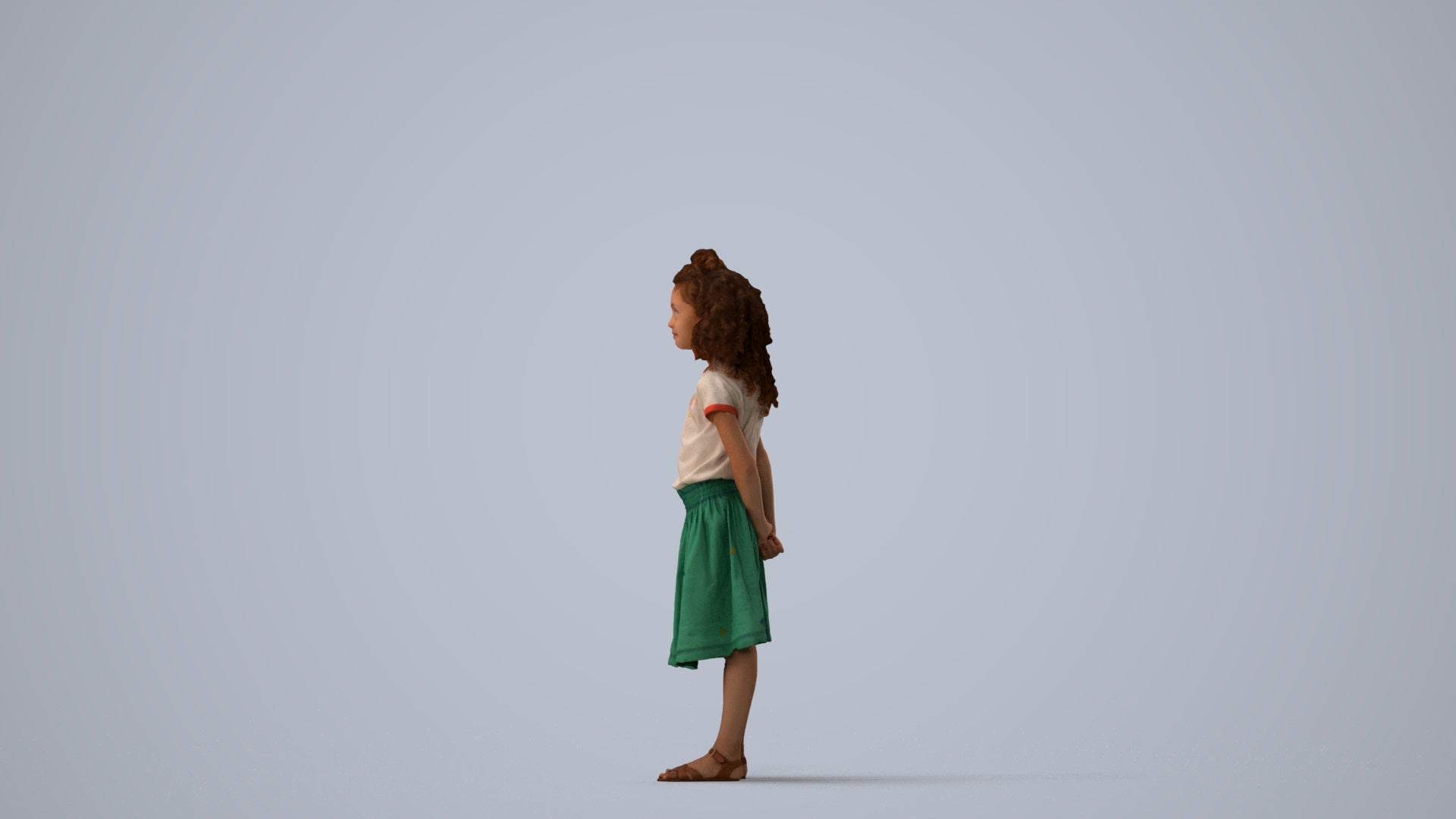 photogrammetry 3D girl casual kids, realistic human model archviz FBX, three-quarter view render