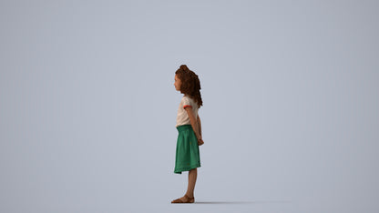 photogrammetry 3D girl casual kids, realistic human model archviz FBX, three-quarter view render