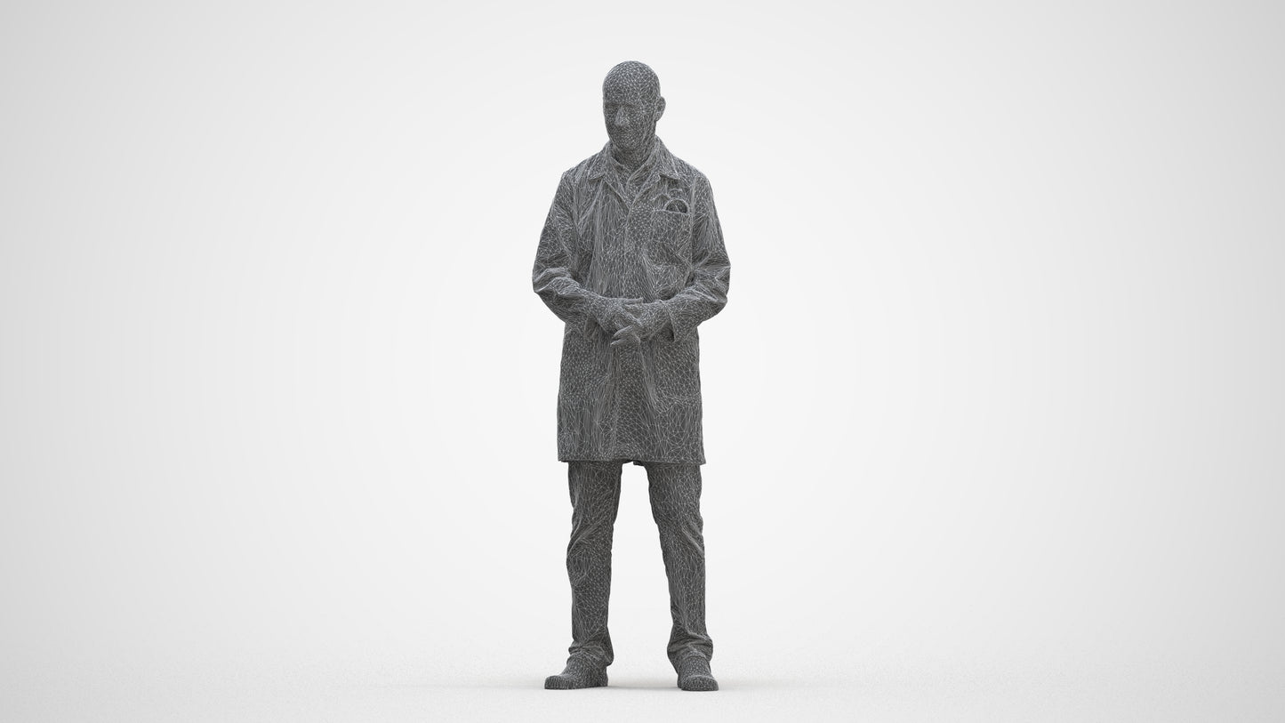 3D scanned senior man medical, photorealistic archviz people for Enscape and SketchUp, three-quarter front view render