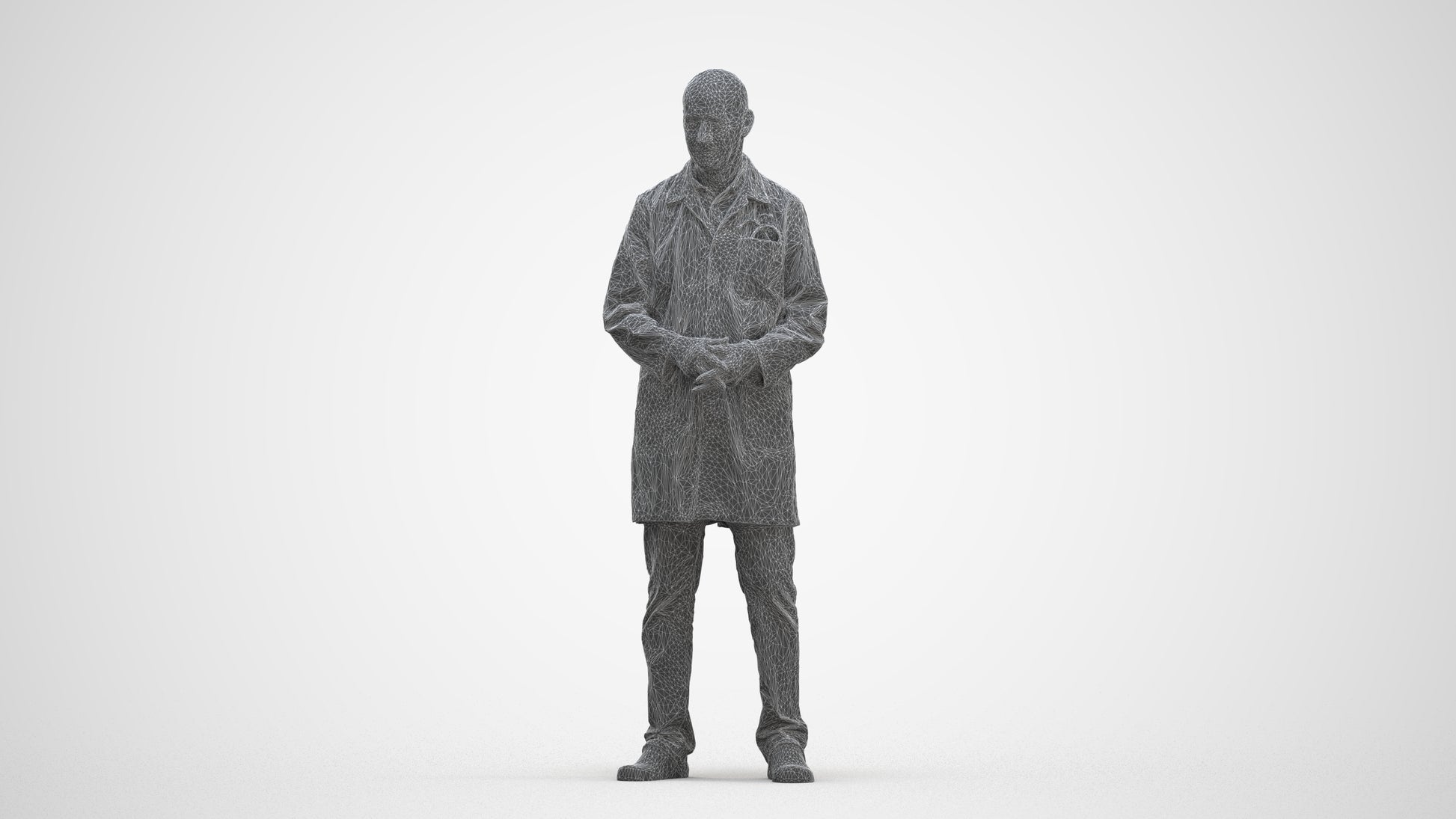 3D scanned senior man medical, photorealistic archviz people for Enscape and SketchUp, three-quarter front view render