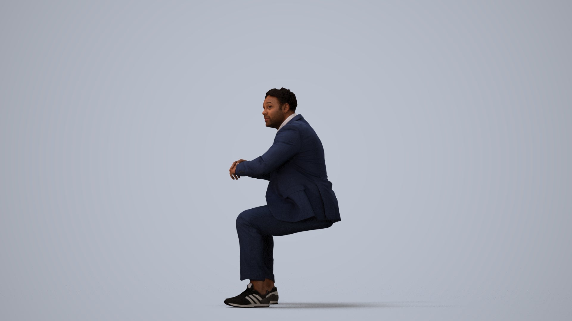 3D people model man business, scanned human for 3ds Max rendering, three-quarter view render