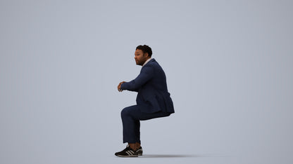 3D people model man business, scanned human for 3ds Max rendering, three-quarter view render