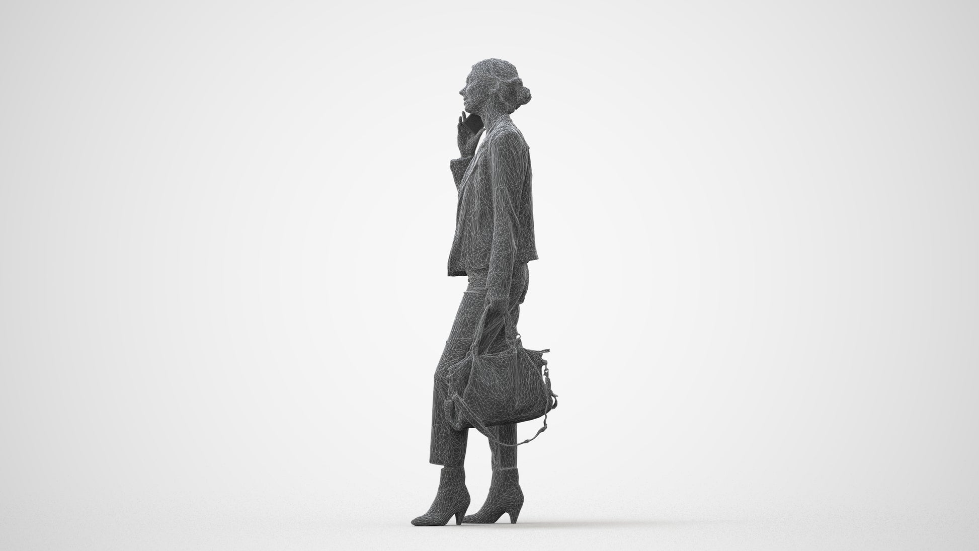 realistic 3D people woman business standing, render-ready for V-Ray and Corona, FBX OBJ, square thumbnail